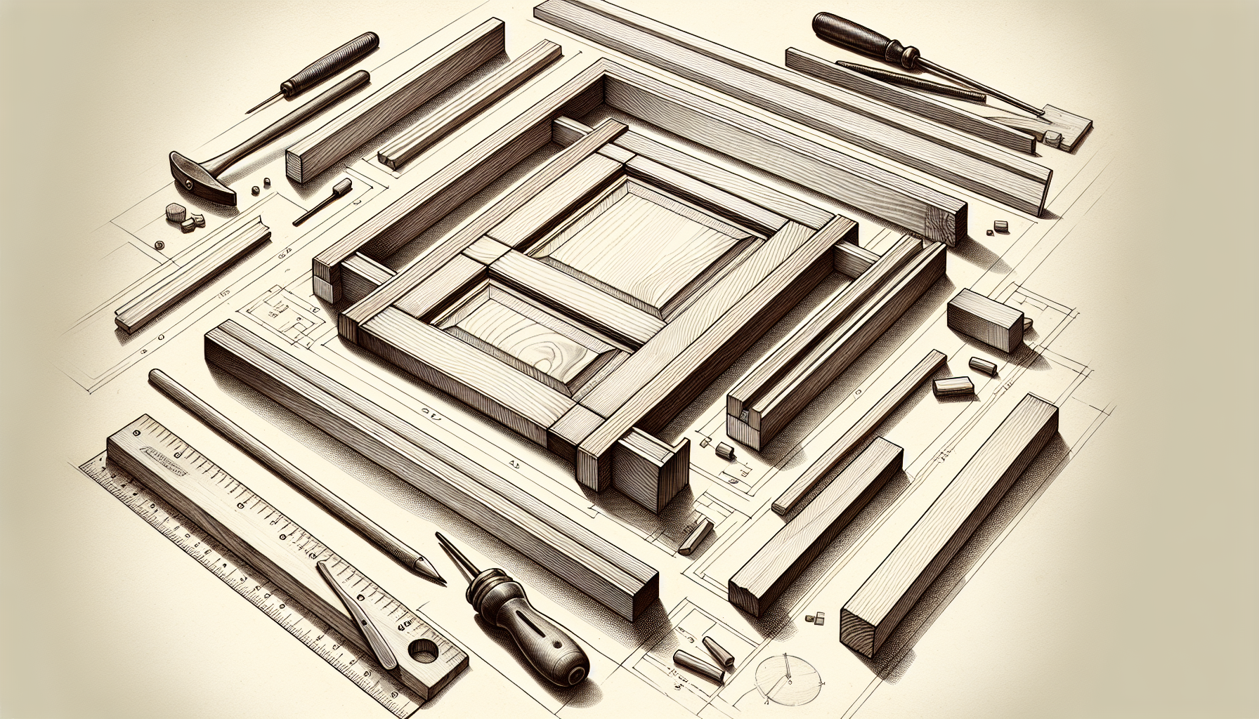 Illustration of the construction of shaker cabinet doors