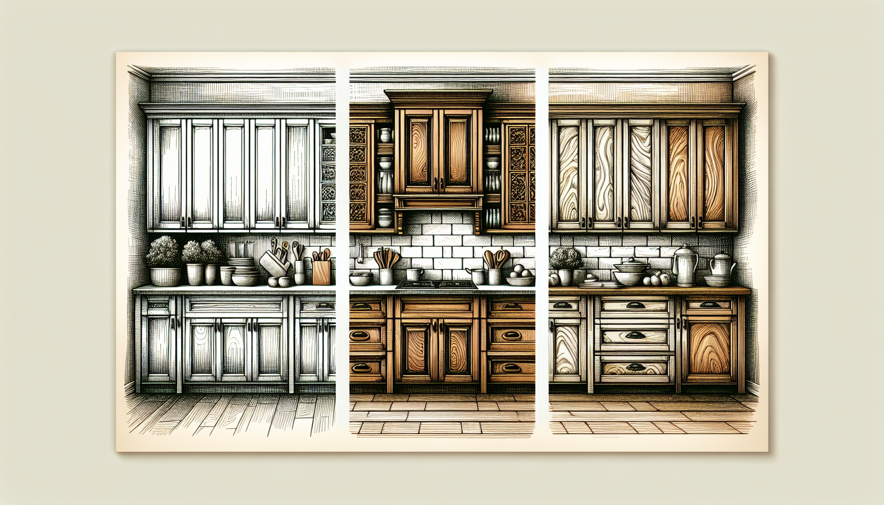 Illustration of versatile shaker kitchen cabinet designs