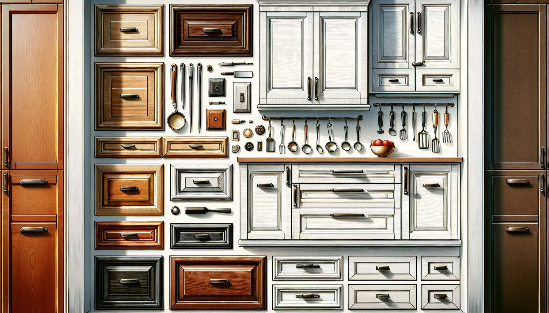 Illustration of customizable shaker style kitchen cabinets